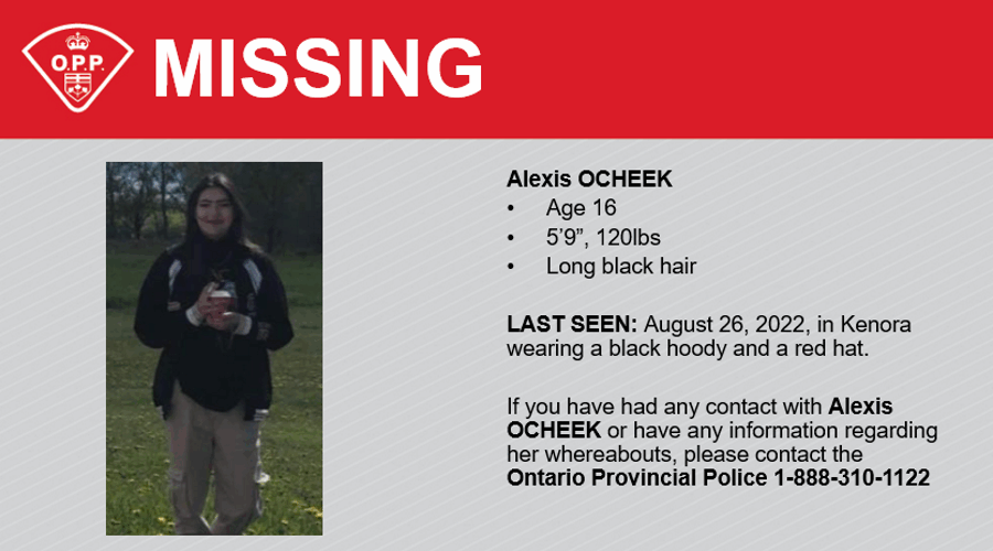 OPP searching for 16-year-old seen in late August