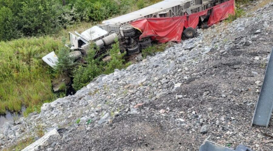 No injuries following semi rollover