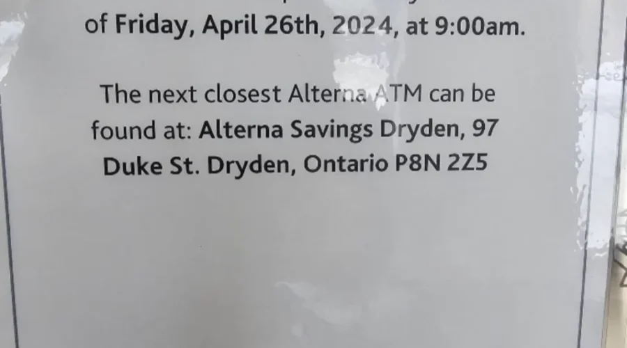 ATM to leave Ignace next month