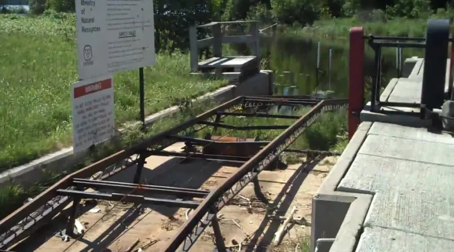Repairs being made on Turtle Portage Marine Railway