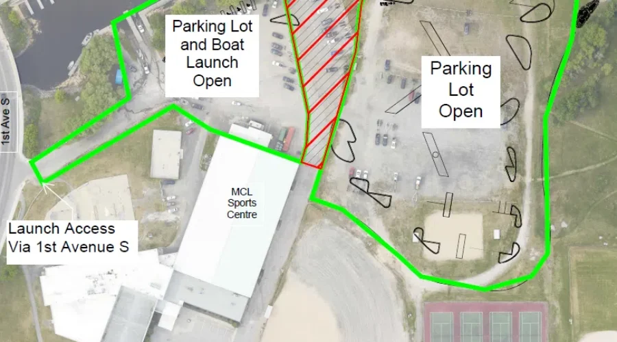 Paving work at Rec. Center boat launch area