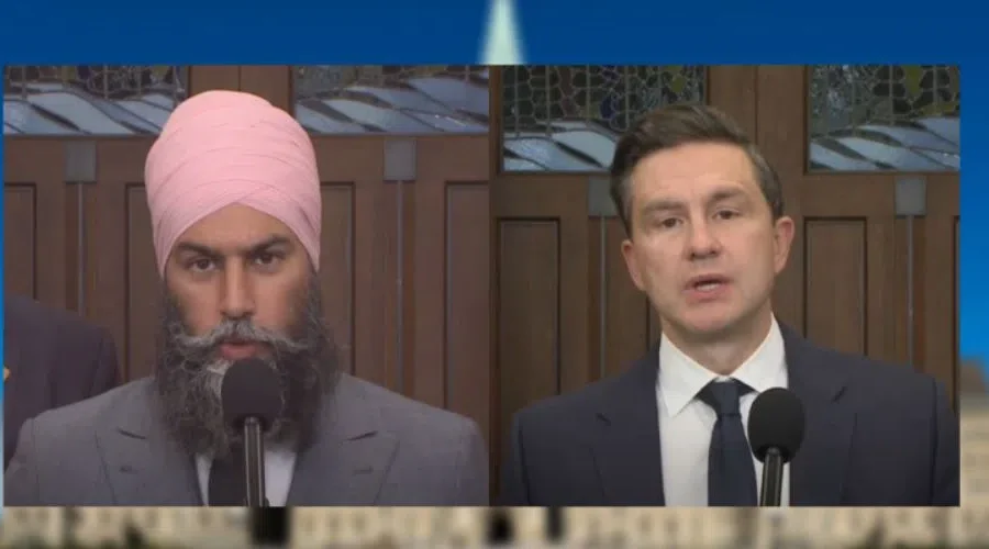 Poilievre and Singh weigh in on U.S. tariffs and Canadian response