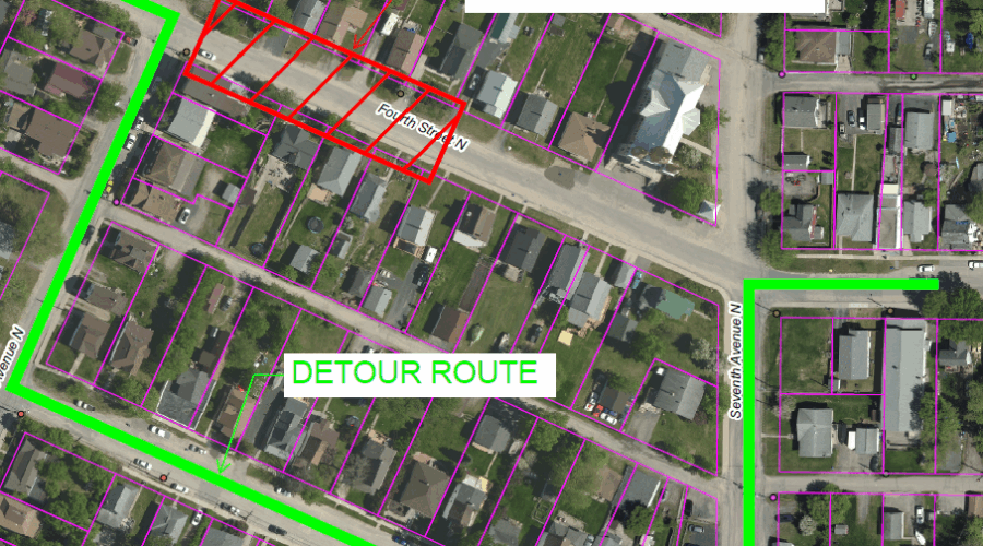 Section of 4th Street North closed Tuesday