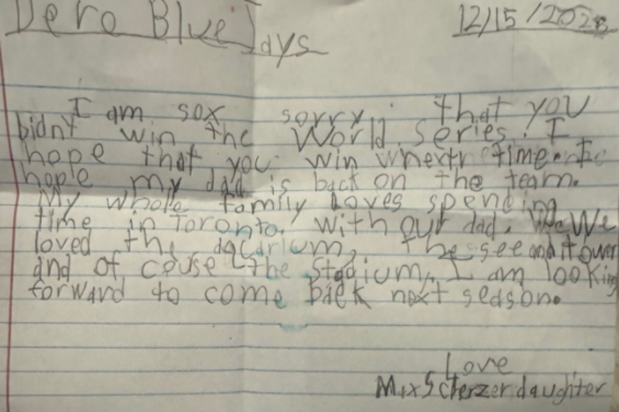 Max Scherzer re-signs with the Jays – His daughter’s letter may have been the reason