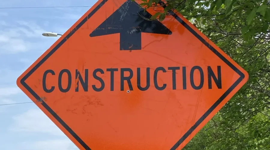 Construction on Queen Street in Dryden today